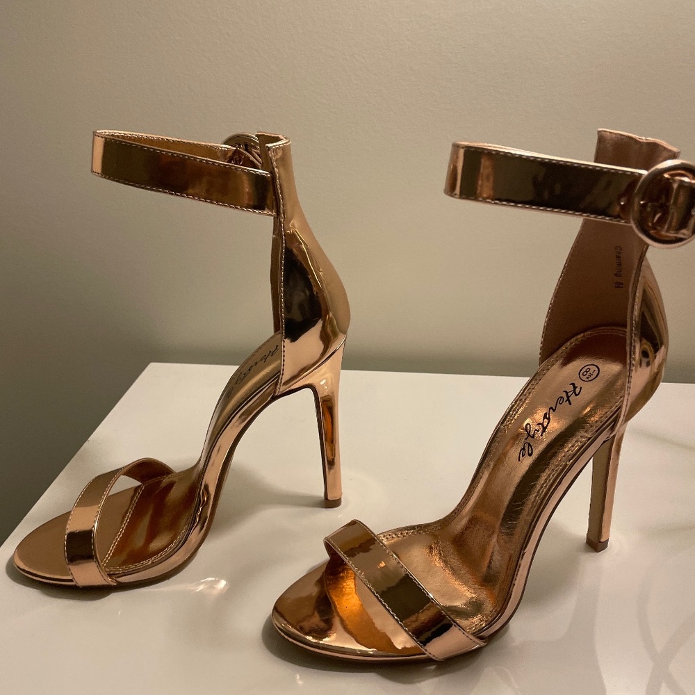 Copper Copper ankle strap stilettos size 8.5